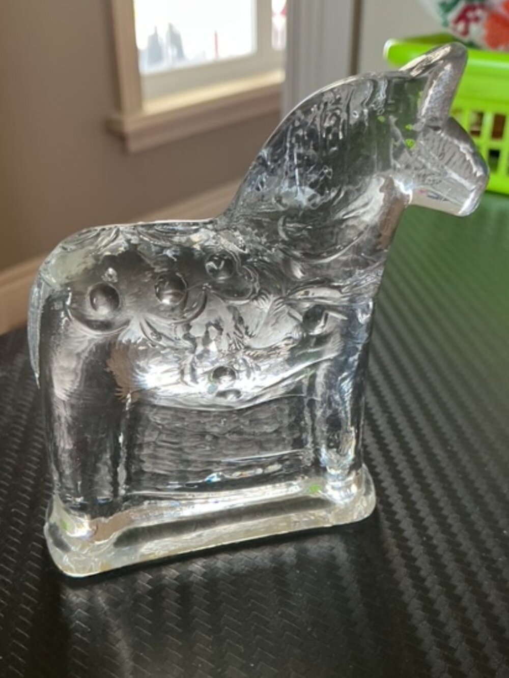 Vintage Swedish Clear Crystal Dala Horse Figurine